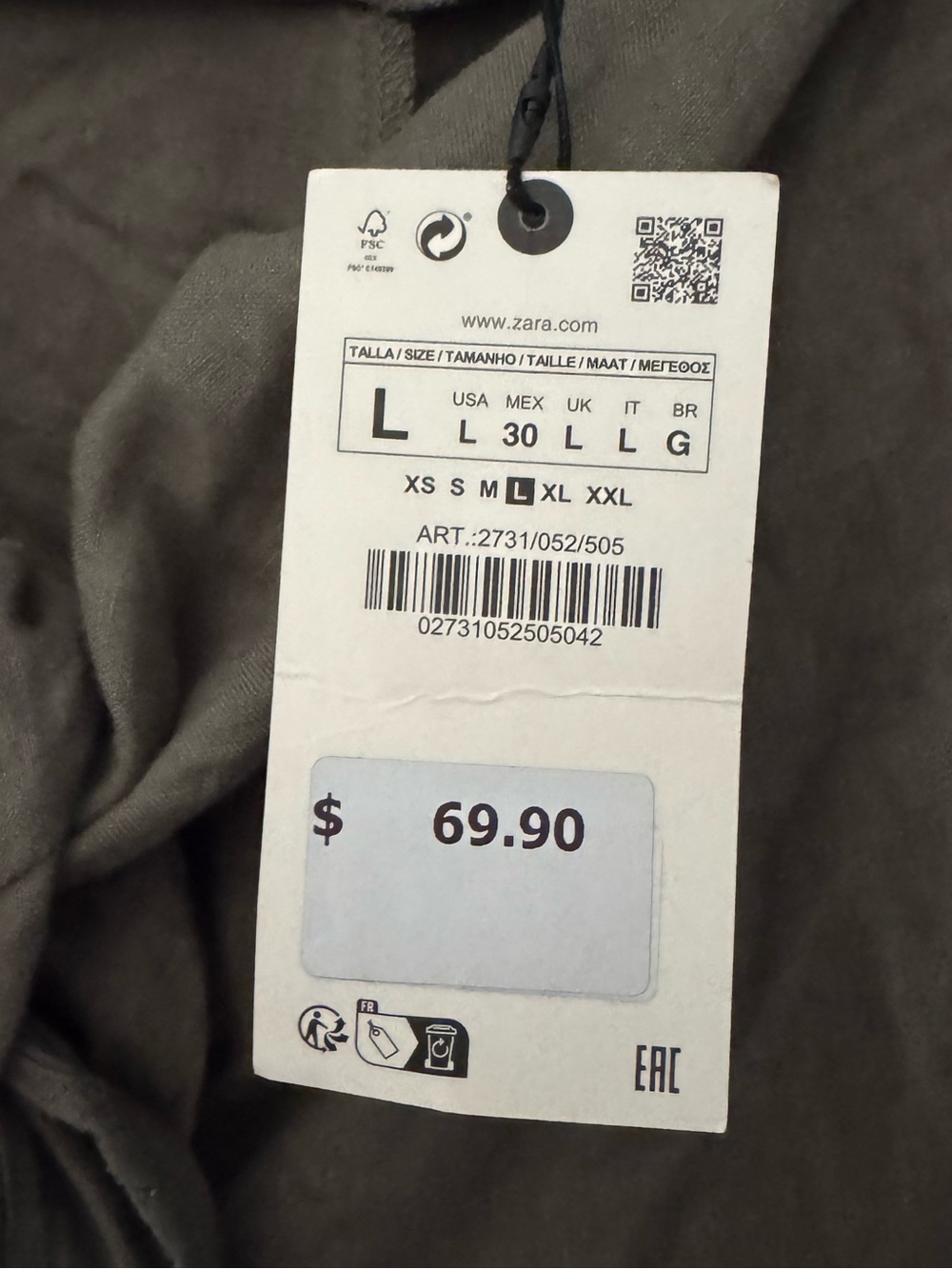 ZARA Pareo Linen Wide Leg Pants Large Green Drape Slouchy Minimalist Resort NWT - Picture 10 of 11